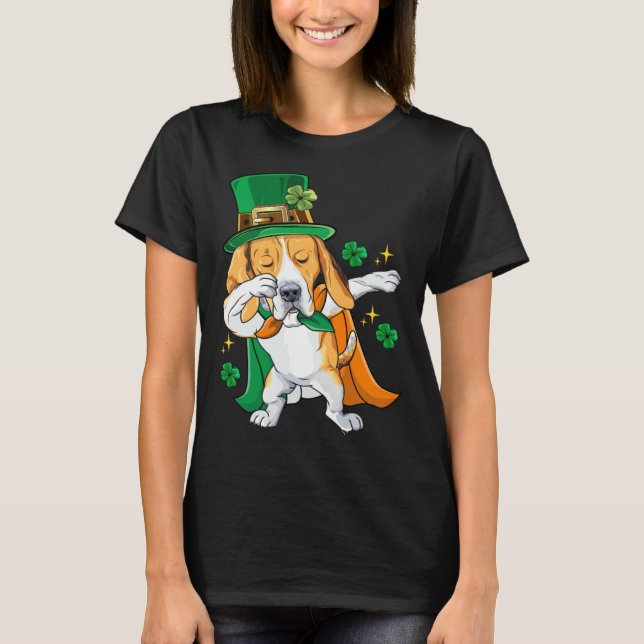 Dabbing Beagle Leprechaun St Patricks Day T-Shirt (Vorderseite)