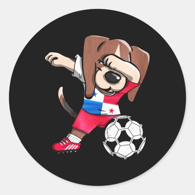 Dabbing Beagle Panama Fußballfans Jersey Runder Aufkleber (Vorderseite)