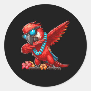 Dabbing Bird Day Parrot Tragen Sungles Tropical L Runder Aufkleber