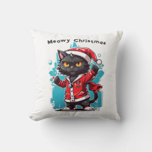 Dabbing Black Cat: Meowy Weihnachtsfeierlichkeiten Kissen