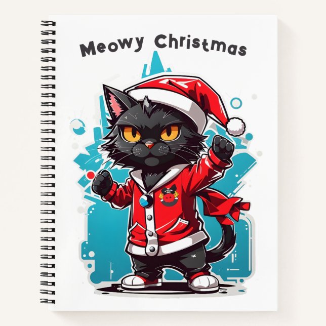 Dabbing Black Cat: Meowy Weihnachtsfeierlichkeiten Notizbuch (Vorderseite)