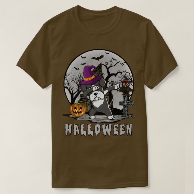 Dabbing Boer Dog Hexenhut Funny Hund Halloween Cos T-Shirt (Design vorne)