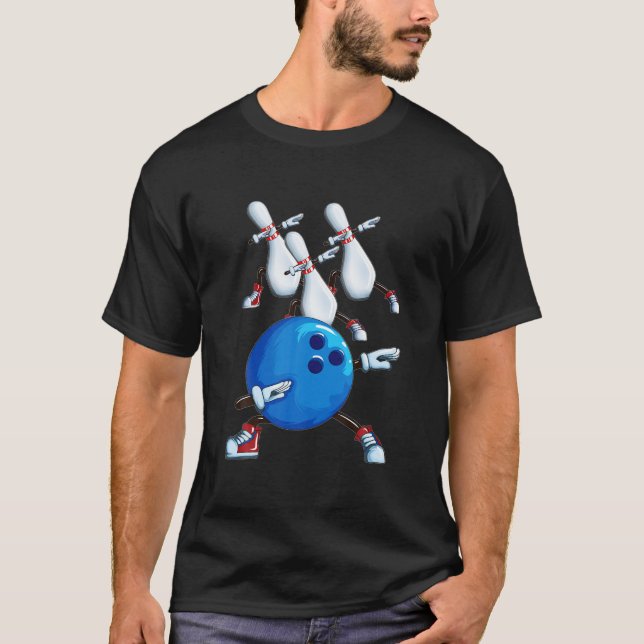 Dabbing Bowling Ball Bowling Buttone Motif Bowler  T-Shirt (Vorderseite)