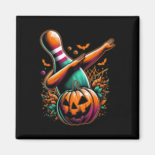 Dabbing Bowling Button Pumpkin Spooky Halloween Bo Magnet
