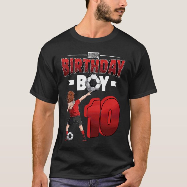 Dabbing boy 10 year old Soccer Player 10th birthda T-Shirt (Vorderseite)