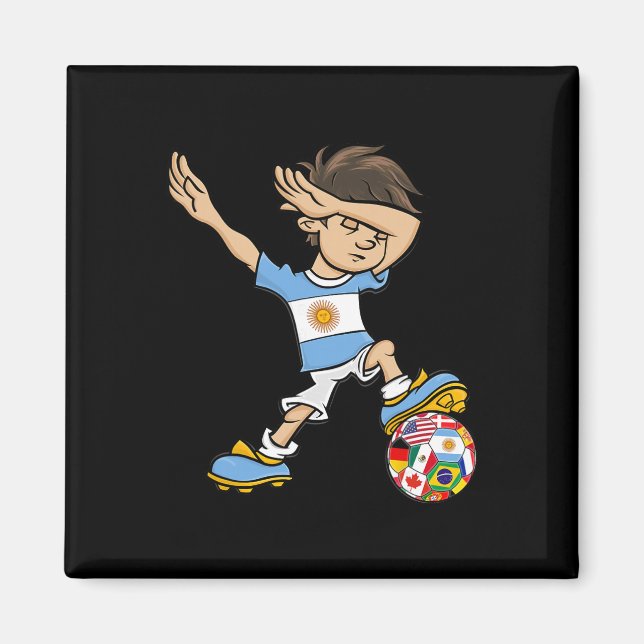 Dabbing Boy Argentina Soccer Jersey National Flag  Magnet (Vorne)