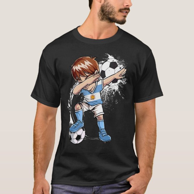 Dabbing Boy Argentina Soccer Team World Soccer T-Shirt (Vorderseite)