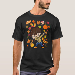 Dabbing Boy Autumn Maple Pumpkin Fall Saison Verla T-Shirt