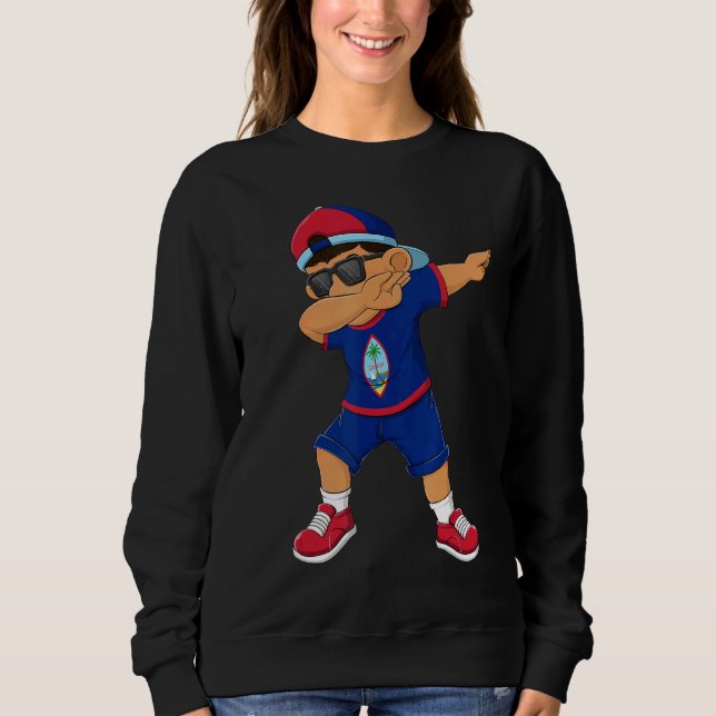 Dabbing Boy Guam Flag Kids Dab Dab Dance Sweatshirt (Vorderseite)