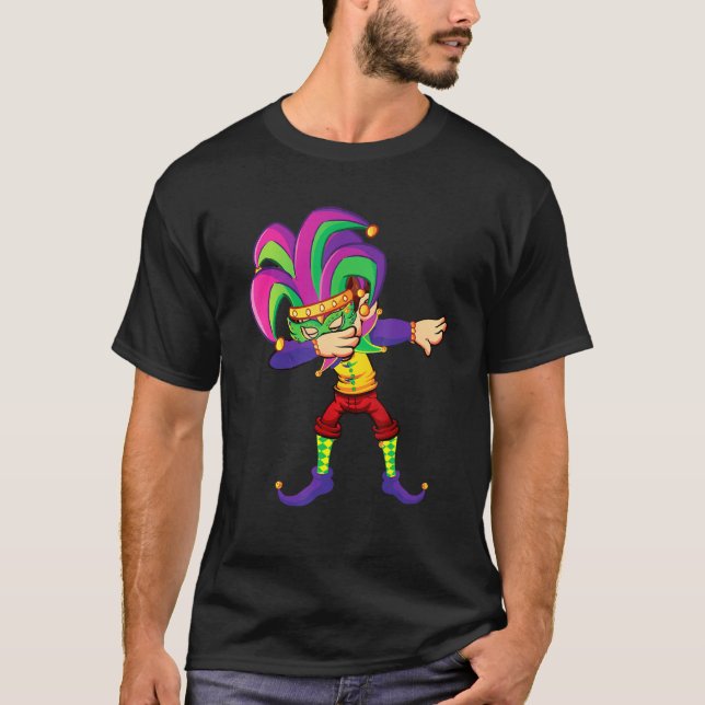 Dabbing Boy Mardi Gras Kostümoutfit Funny Mardi T-Shirt (Vorderseite)