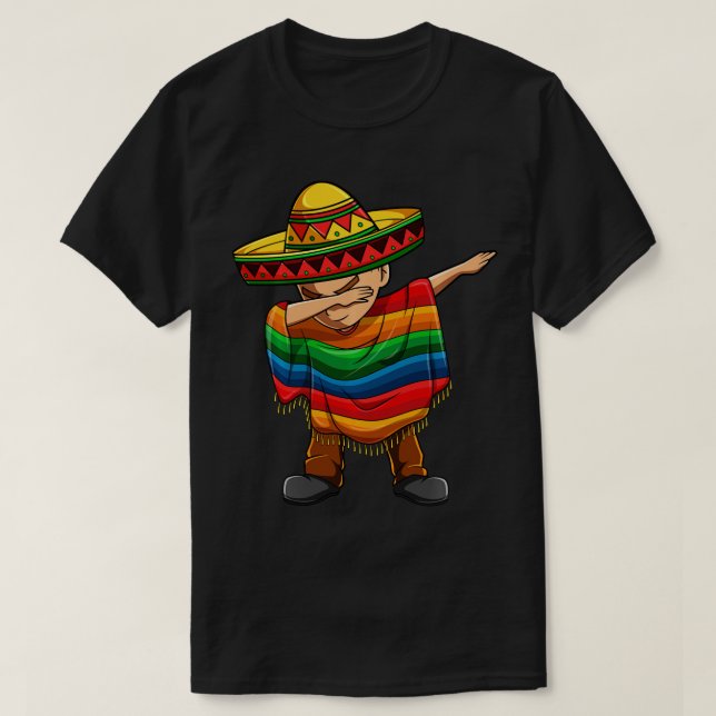 Dabbing Boy Mexican Poncho Cinco de Mayo Sombrero  T-Shirt (Design vorne)