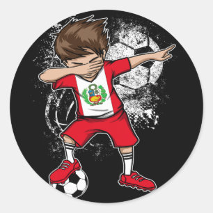 Dabbing Boy Peru Fußballtrikot Peruanisches Fuß Runder Aufkleber