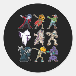 Dabbing Boys Halloween Pumpkin Skeleton Kids Pumpk Runder Aufkleber