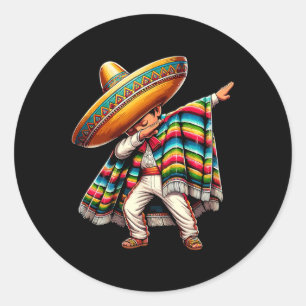 Dabbing Boys Mexican Poncho Cinco De Mayo 1 Runder Aufkleber