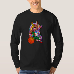 Dabbing Braune Haut Einhorn Algerien Basketball Fa T-Shirt