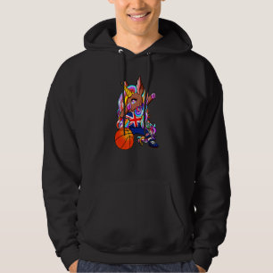 Dabbing Brown Skin Unicorn Großbritannien Basketba Hoodie