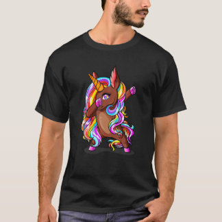 Dabbing Brown Skin Unicorn Niedlich American W T-Shirt