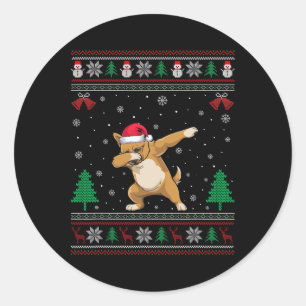 Dabbing Brussels Griffon Dog Weihnachtsmannmütze B Runder Aufkleber