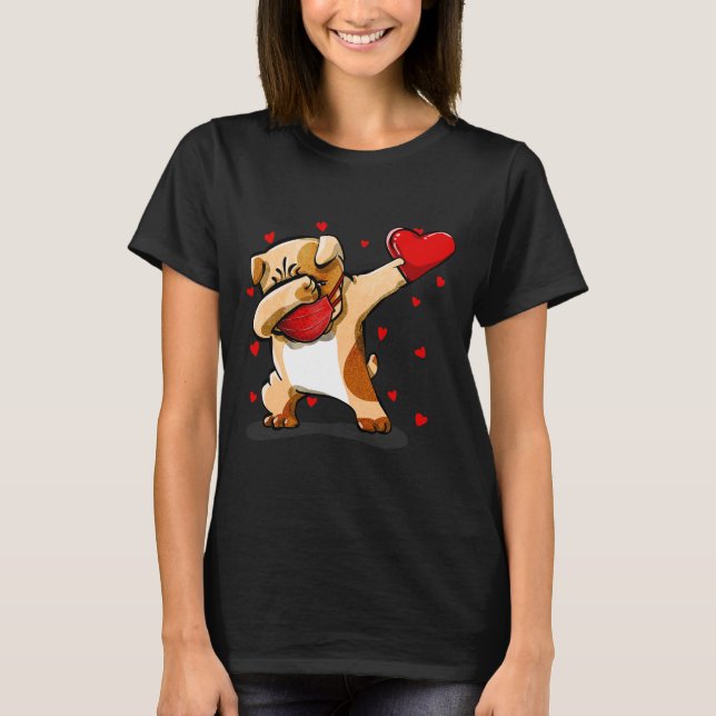 Dabbing Bulldog Face Mask Dab Dance Valentine Gift T-Shirt (Vorderseite)