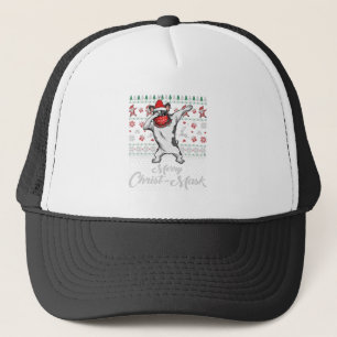 Dabbing Bulldog-Gesicht Maske Merry Christ Maske C Truckerkappe