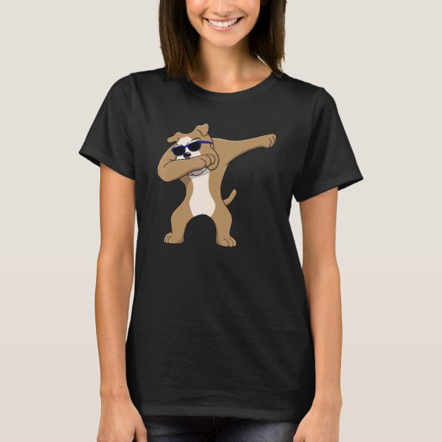 Dabbing Bulldog Hund Kinder Haustier Liebe retten  T-Shirt (Vorderseite)