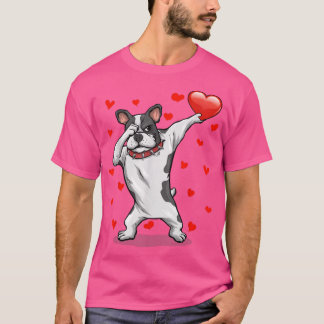 Dabbing Bulldog Rotes Herz Liebe Valentinstag Lov T-Shirt