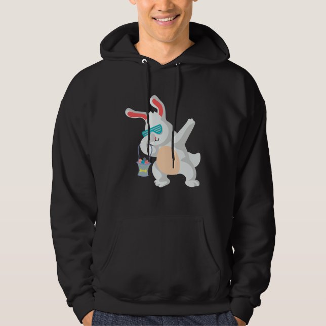 Dabbing Bunny 80 s Retro Sunglasses Rabbit Easter  Hoodie (Vorderseite)