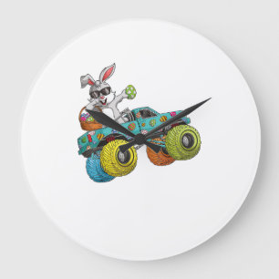 Dabbing Bunny Frohe Ostern Monster Truck Liebhaber Große Wanduhr