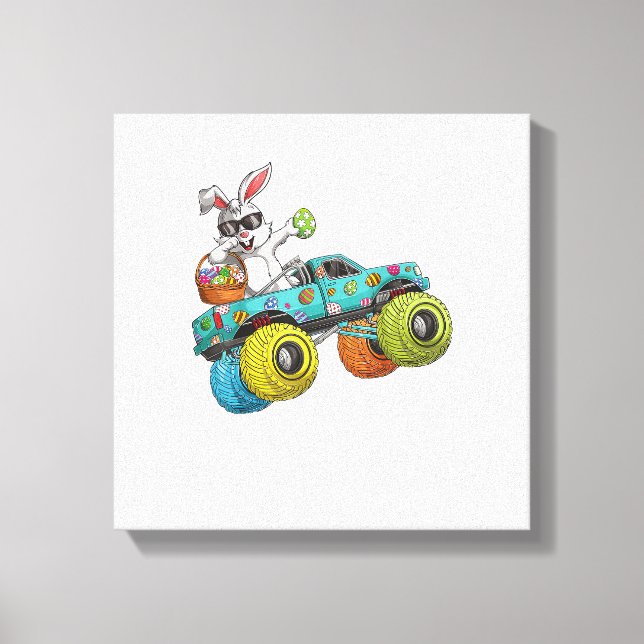 Dabbing Bunny Frohe Ostern Monster Truck Liebhaber Leinwanddruck (Vorderseite)