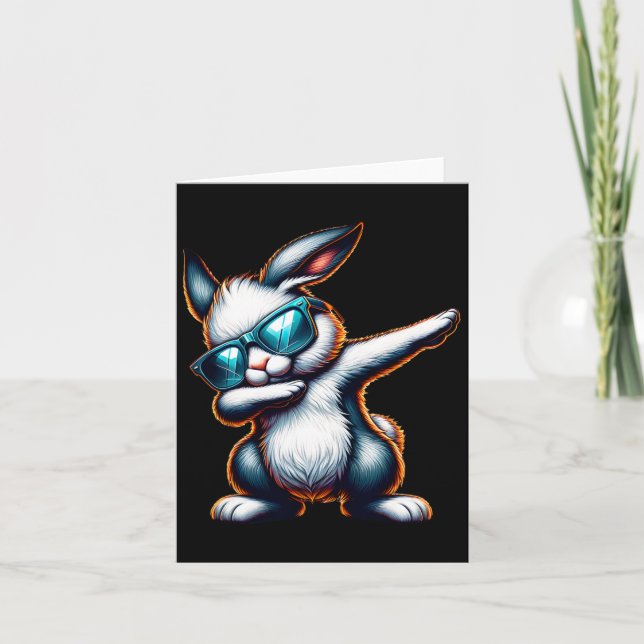 Dabbing Bunny Funny Funny Osterhase Karte (Vorderseite)