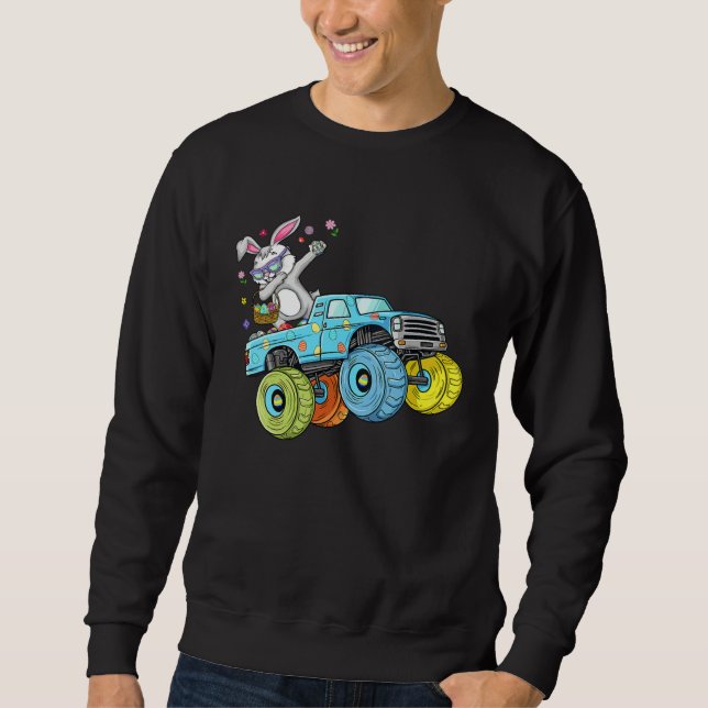 Dabbing Bunny Happy Easter Monster Truck  Kids Boy Sweatshirt (Vorderseite)