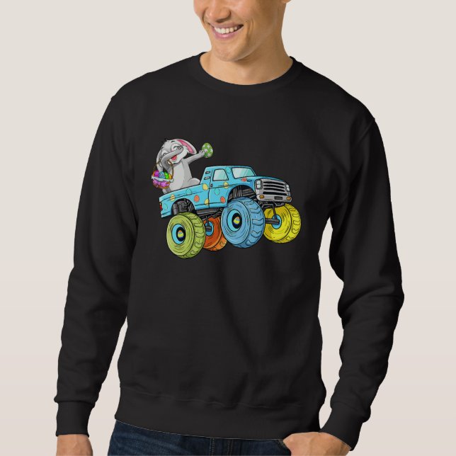 Dabbing Bunny Happy Easter Monster Truck  Kids Boy Sweatshirt (Vorderseite)