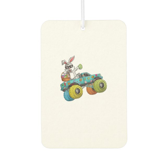 Dabbing Bunny Happy Easter Monster Truck Lovers Ki Autolufterfrischer (Vorderseite)
