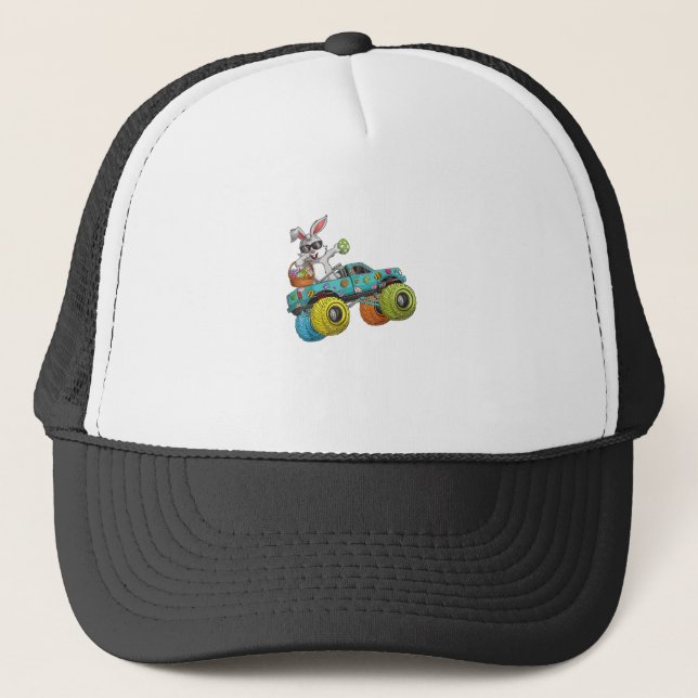 Dabbing Bunny Happy Easter Monster Truck Lovers Ki Truckerkappe (Vorderseite)