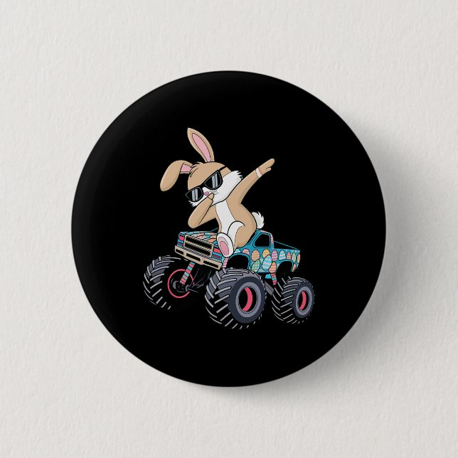 Dabbing Bunny Happy Ostermonster LKW Liebhaber Ki Button (Vorderseite)
