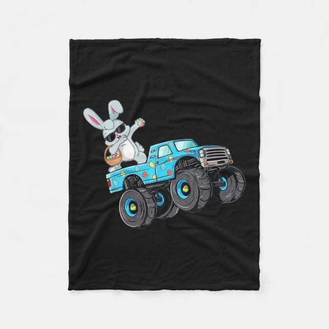 Dabbing Bunny Happy Ostermonster Truck Lovers Bo Fleecedecke (Vorderseite)