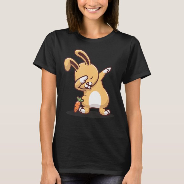 Dabbing Bunny mit Karotte T-Shirt (Vorderseite)