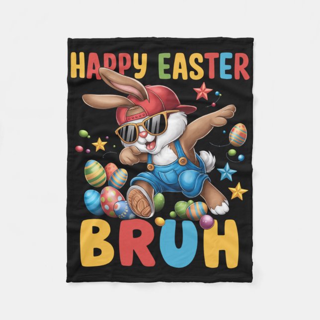 Dabbing Bunny Oaster Bruh Meme Funny Sprichwort Te Fleecedecke (Vorderseite)