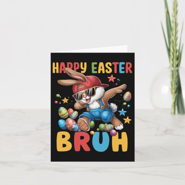 Dabbing Bunny Oaster Bruh Meme Funny Sprichwort Te Karte (Vorderseite)