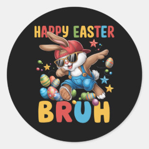 Dabbing Bunny Oaster Bruh Meme Funny Sprichwort Te Runder Aufkleber