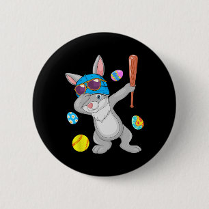 Dabbing Bunny Playing Lesson Softball Osterkostüm  Button