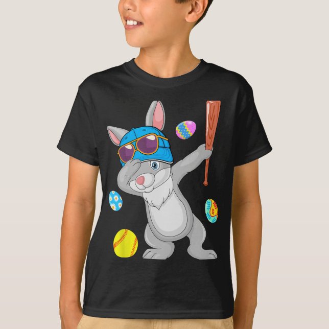 Dabbing Bunny Playing Lesson Softball Osterkostüm  T-Shirt (Vorderseite)