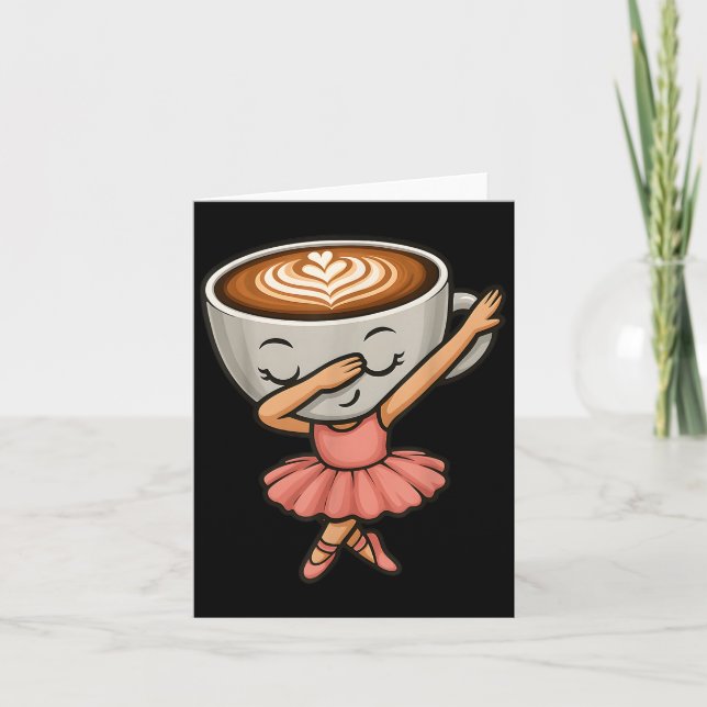 Dabbing Cappuccino Ballerina Niedlich Italienisch  Karte (Vorderseite)