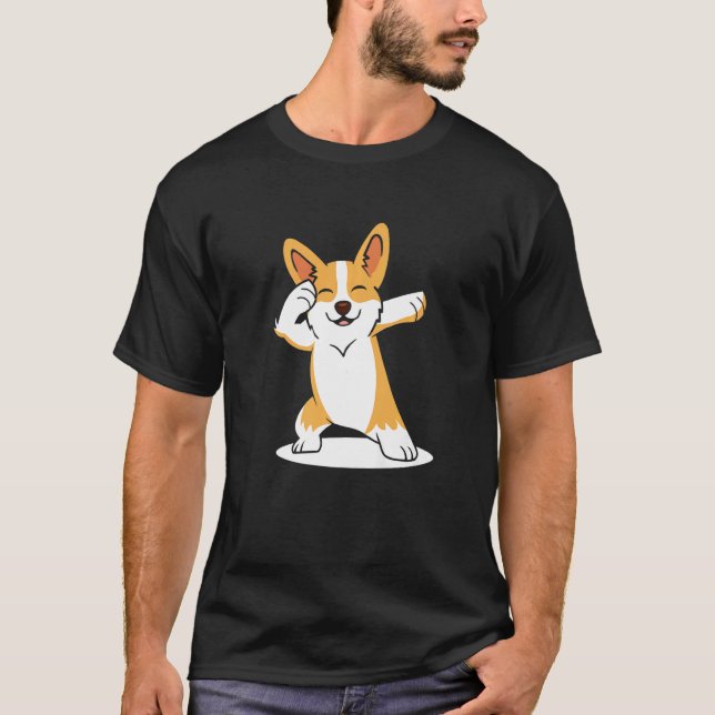 Dabbing Cardigan Welsh Corgi Dog Niedlich Hunde Hu T-Shirt (Vorderseite)