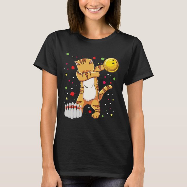 Dabbing Cat Bowling Shirts Funny Bowling Geschenk  (Vorderseite)