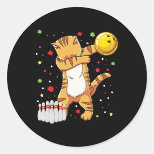 Dabbing Cat Bowling Shirts Funny Bowling Geschenk  Runder Aufkleber