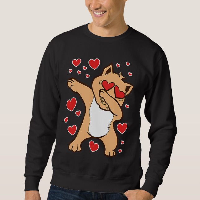 Dabbing Cat Feline Valentine's Day Love Relationsh Sweatshirt (Vorderseite)