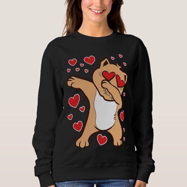 Dabbing Cat Feline Valentine's Day Love Relationsh Sweatshirt (Vorderseite)
