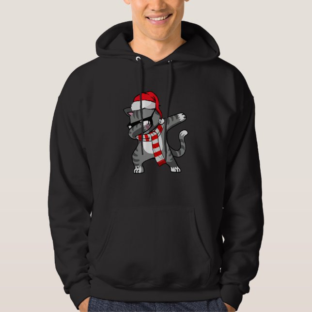Dabbing Cat Santa Christmas for Boys Kids Girls Xm Hoodie (Vorderseite)