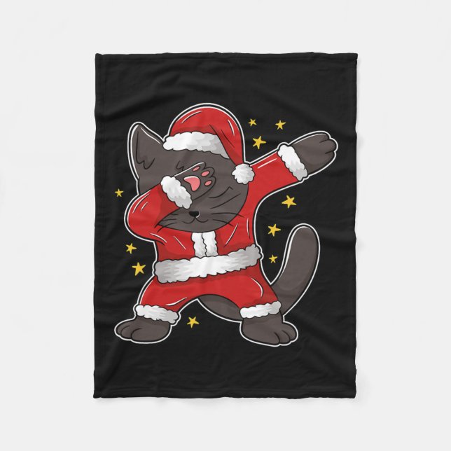 Dabbing Cat Santa - Funny Christmas Fleecedecke (Vorderseite)